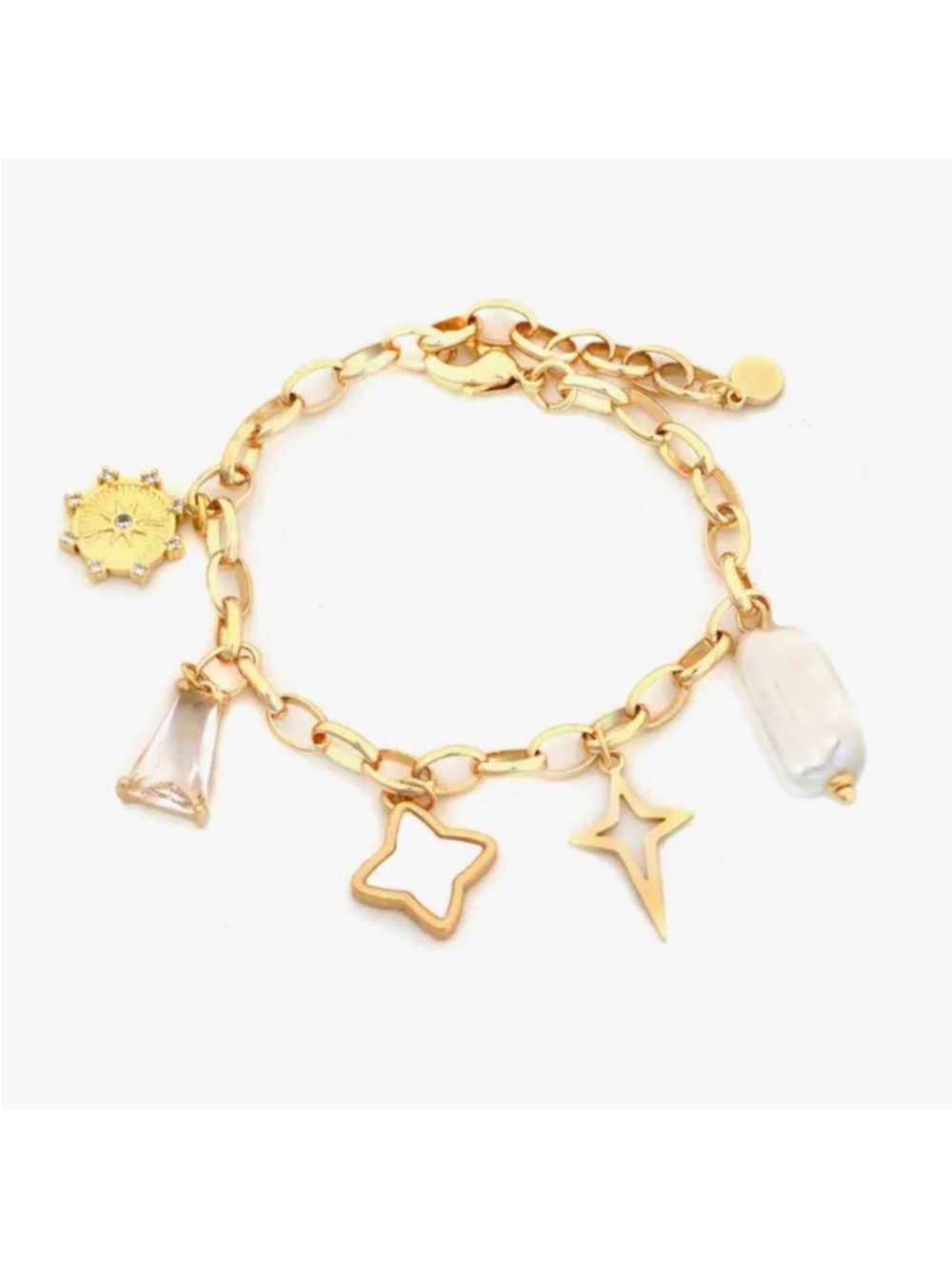 NEW PANACEA Pearl Charm Bracelet Gold Charm Bracelet